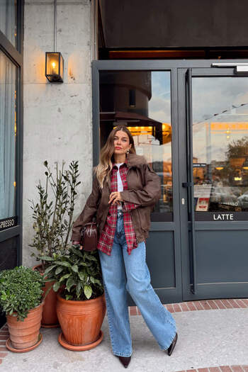 Sue Store Brown Detachable Collar Pocketed Lined Suede Coat