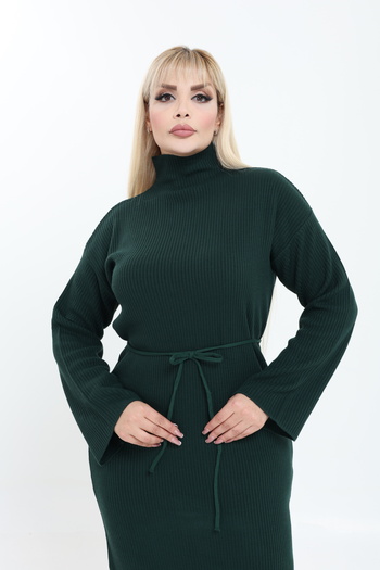 MJORA High Neck Wide Sleeve Knitwear Knitted Dress