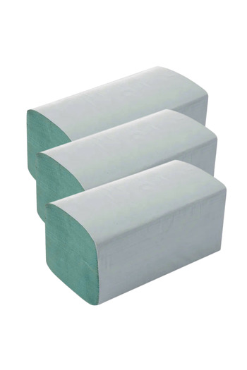 LYOBEST Set of 3x Green V-fold towels, 1 layer, 21x25cm, 200 pcs/pack
