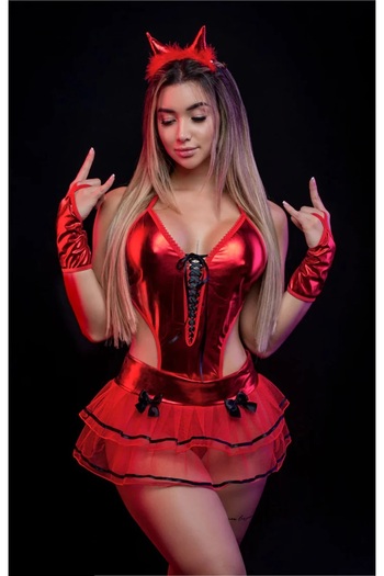 SiaLess Lingerie Red Lame Leather Fantasy Costume with Tulle Skirt New Model Fantasy Costume