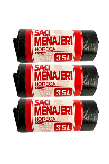 LYOBEST Set of 45 LDPE garbage bags, Resistant, Horeca, capacity 35L, black, 15 pcs/roll