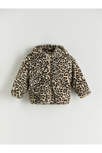 LC Waikiki Leopard Patterned Girl's Plush Coat
