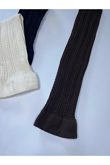 DÜVEN 3-Piece Knitted Embossed Knitwear 200 Denim Knitted Patterned Winter Colorful Knee-Length Trouser Socks (3 Socks)