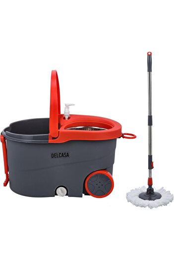 DELCASA Spin Easy Mop with Steel Drum, Microfiber Mop Head DC2358