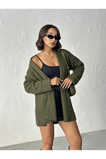 Nosia Women's Shawl Collar Pocketed Knit Cardigan