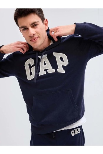 GAP V-Heritage Logo Po 850834 Чоловічий світшот з капюшоном СИНІЙ