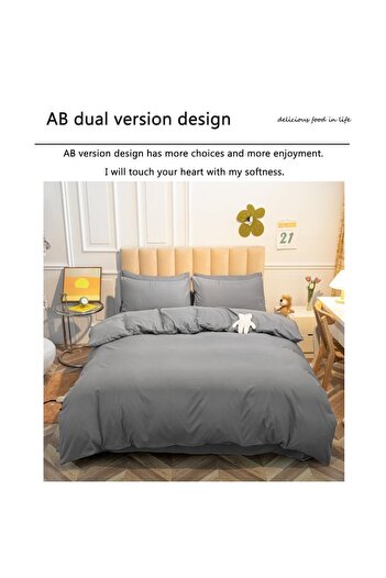 SINBINTA Double Bed Linen Set, SINBINTA, 4 Pieces, Grey