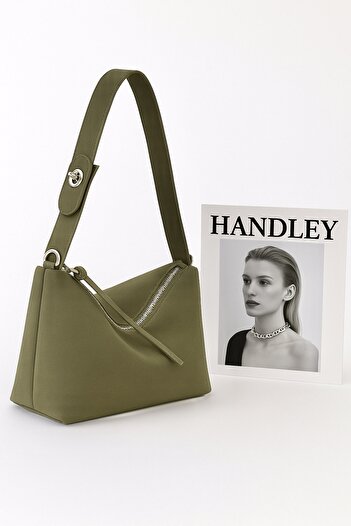 Handley Suede Leather Detailed Elite Shoulder Bag – Stylish and Modern Design