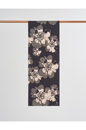 KYR Multi Floral Patterned Viscose Shawl Black