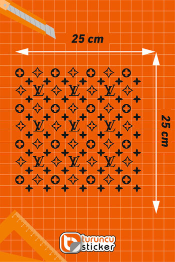 Turuncu Sticker Lv Pattern Dotless Sticker Label 25X25 cm - Vehicle - Motor - Laptop - Helmet Sticker