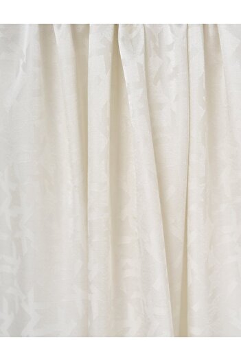 Kayra Logo Detailed Jacquard Shawl Ecru