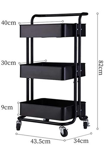 DEC56 3-Tier Wheeled Storage Cart