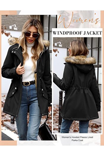 FASHİONCLUB UMIPUBO Women's Winter Parka Coats Warm Waterproof Jacket S