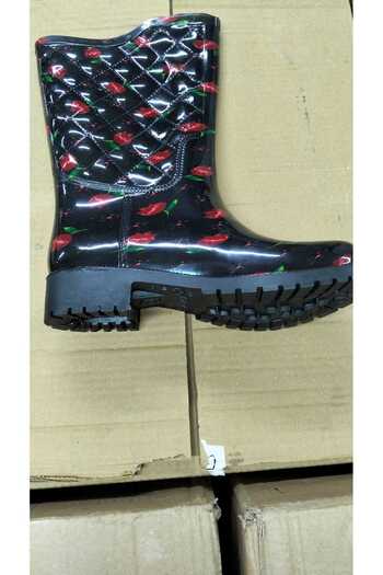 ARISAN Women's Black Long Floral Rain Boots