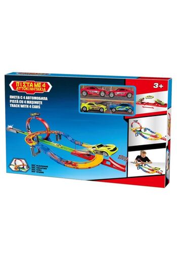 ANTBRO ® Launch Track with 360° Rotating Path and Jump Platform with 4 Vehicles