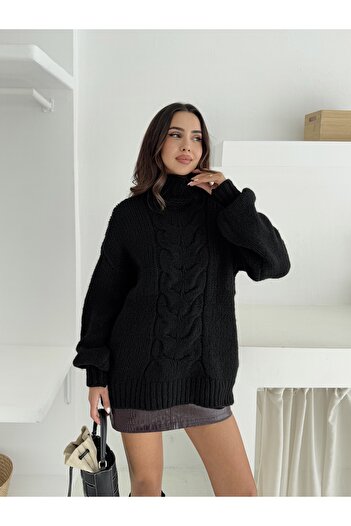 Dumy Pulover tricotat cu guler înalt cu textura moale pentru femei – Pulover cu guler înalt de iarnă