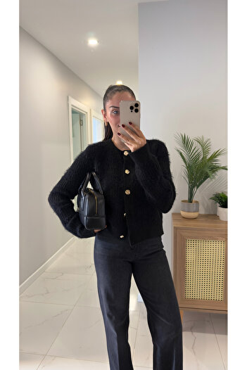 BİRCANÇİL Dlvin Sorwin Black Gold Buttoned Cardigan