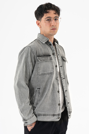 Souris Light Gray Men's Denim Jacket Relax Fit Comfortable Fit
