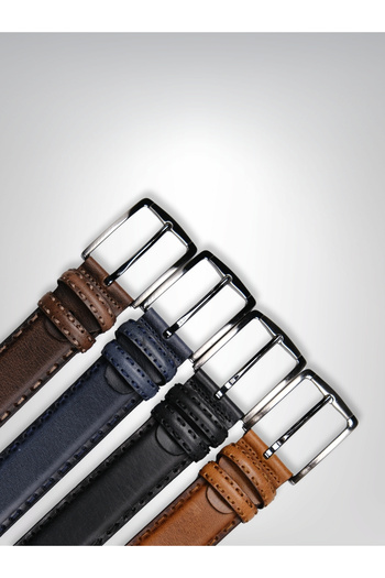 MFT Leather Design Genuine Leather Men's Belt – Saddler Stitching, 4 Cm, Black |   7601