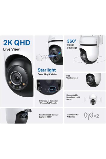 tapo TP-Link C520WS 2K QHD 4MP Outdoor Pan/Tilt Security Smart Wi-Fi Camera
