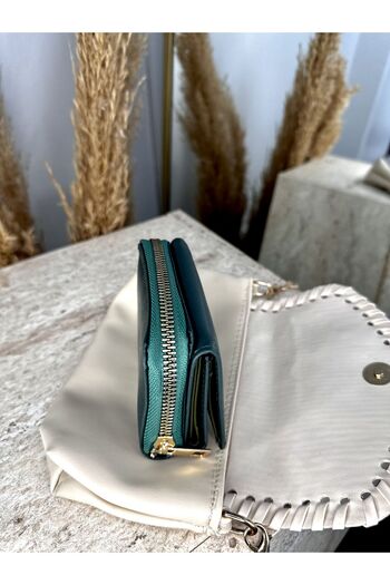 MODA Faux Leather Women's Khaki Medium Size Snap Wallet - with Paper and Coin Compartments