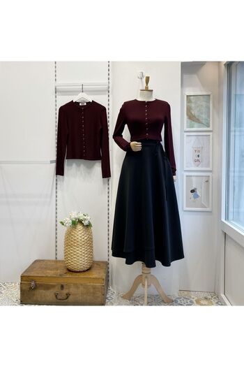 Faya Boutique Anvelop Model Black Scuba Skirt