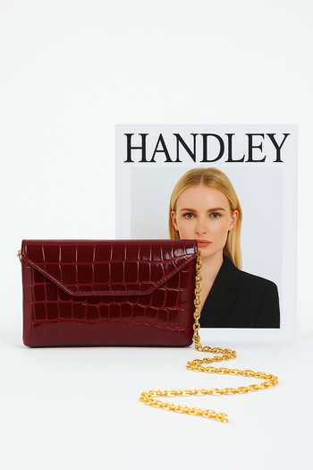 Handley Luxury Crocodile Patterned Chain Strap Double Compartment Shoulder Bag