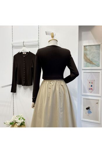Faya Boutique Basic Cardigan with Brown Snap Buttons