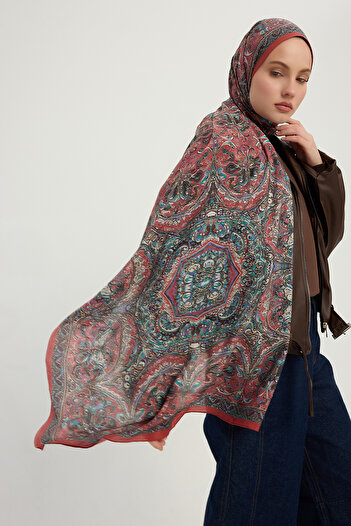 Schaless Eternal Palaces - Burgundy - Vierra Patterned Viscose Shawl - 70X190 cm