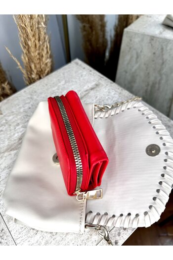MODA Faux Leather Women's Red Medium Size Snap Wallet - with Paper and Coin Compartments