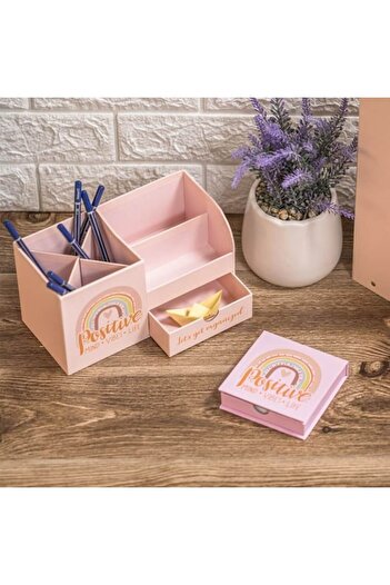 ANTBRO Sticky Notes Cube Antbro® with 150 White Sheets, Pink Paper Box with Lid and Message, 9.5x9.5x2.5cm