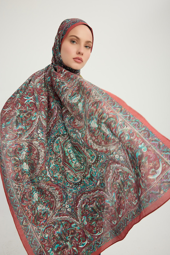 Schaless Eternal Palaces - Tile - Vierra Patterned Viscose Shawl - 70X190 cm