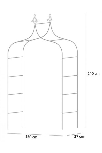 gardenline Garden Pergola, Metal Arch, 150x37x240 cm