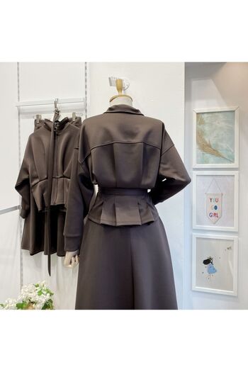Faya Boutique Brown Zipper Detailed Scuba Suit