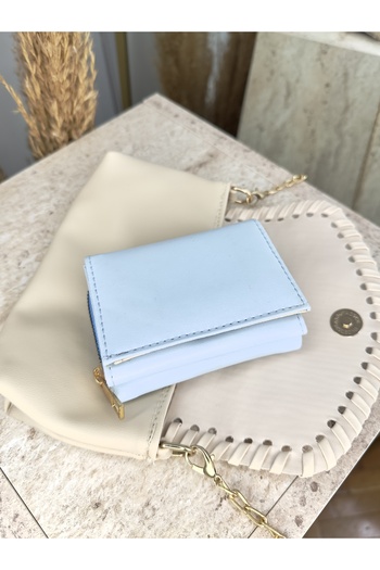 MODA Faux Leather Women's Baby Blue Medium Snap Wallet - with Paper and Coin Compartments