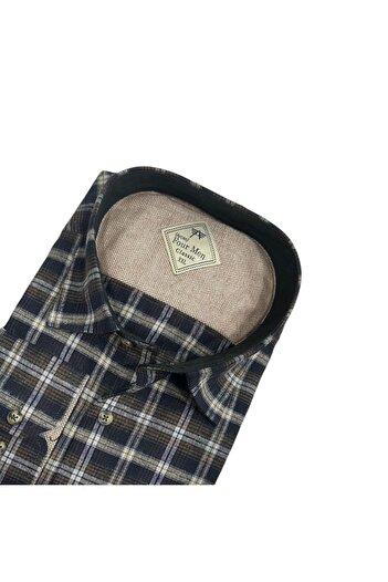 GÖMLEK GALERİSİ Classic Wide Cut Plaid Flannel Long Sleeve Men's Shirt
