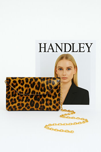 Handley Luxury Leopard Pattern Chain Strap Double Compartment Shoulder Bag