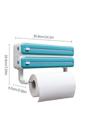 OEM Cling film and aluminum foil dispenser with precision cutter, wall mount, 35 x 18.4 cm