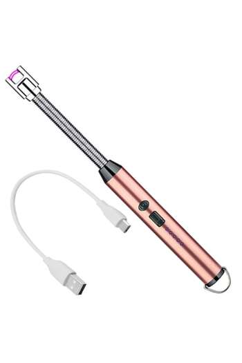 OptimStar Electric lighter, rechargeable, wireless, USB cable, flexible, 5-level charging display, Pink