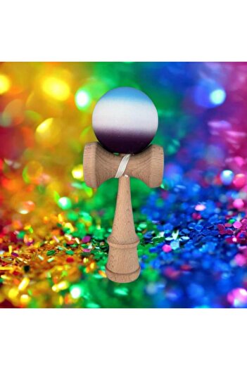 OEM Kendama grip cauciucat, Jucarie interactiva adulti si copii, albastru,alb, mov, 7 ani+