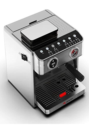 MEBASHI Commercial Coffee Machine with Touch Screen, Dual Boiler & Built-in Grinder, 20 Bar, Steel (
