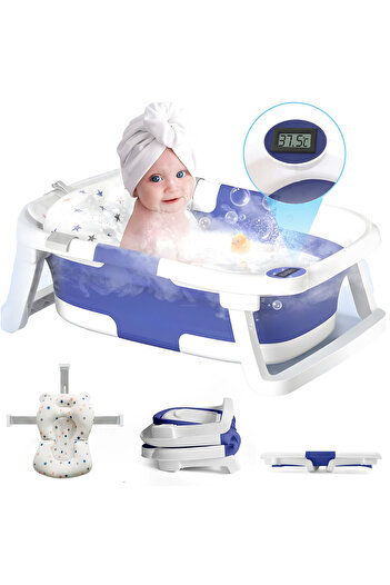 Pitikot Cadita de baie pentru bebelusi Pitikot®️, cu Termometru Incorporat, Display LCD, pernuta textila