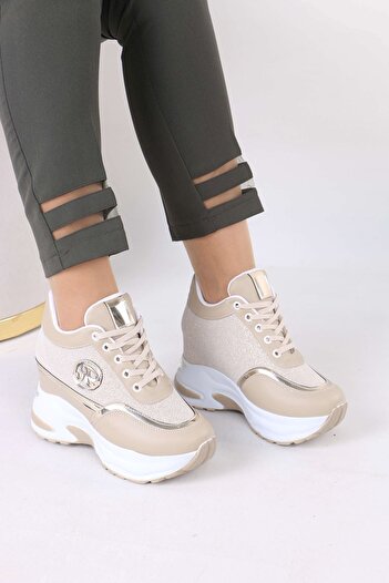 sefayol Karlis Nude Fur Hidden Heel Women's Sneakers