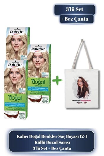 Palette Kalıcı Doğal Renkler 12-1 Küllü Buzul Sarısı Saç Boyası x3 - Çanta