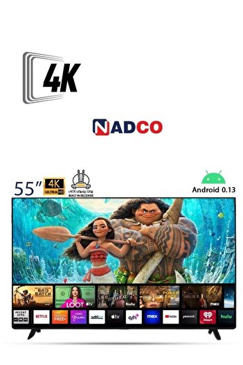 Nadco Smart TV - Android 13 - 55 inch - 4K UHD - LED - Free Wall Mount - NC-55T