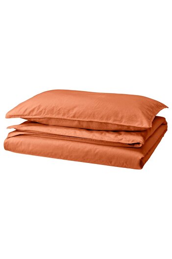 IKEA ÄNGSLILJA Duvet cover and pillowcase, red-brown, 150 x 200/50 x 80 cm