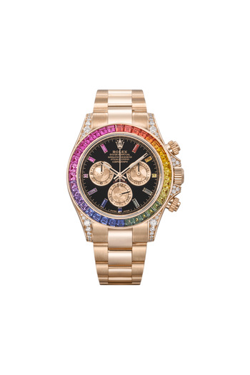 Rolex Daytona 116598 RBOW Rainbow Yellow Gold Sapphire Bezel Black Dial