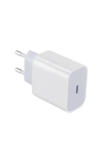 Stone Kit Charger with USB Type C Port, Fast Charging, 5V 3A, Max 25W, White + USB-C/Lightning Cable 1m