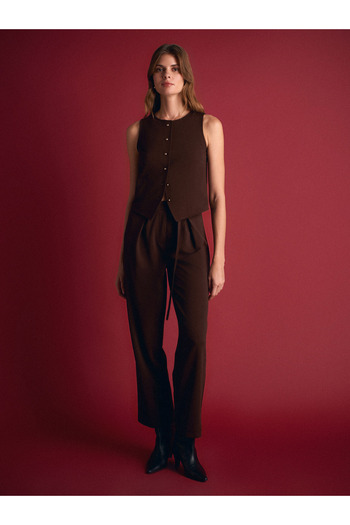 Dilvin 72189 Belted Trousers-Brown