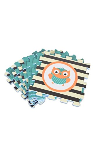 Moni Toys Soft Puzzle Carpet Elephant and Owl from EVA Foam – 9 Large Pieces, 31x31 cm, Non-Slip,
